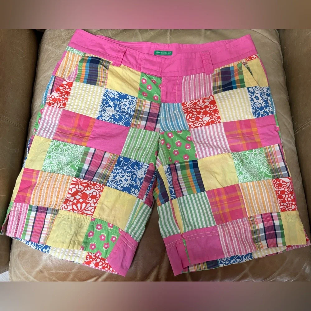 VGUC Lilly Pulitzer White label patchwork Bermuda shorts 6 - Picture 1 of 3